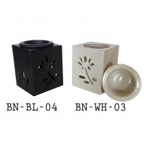 Aroma Burner 2 Pcs SET, Ceramic in cream celadon grazz & Black color. BN-WH-C03