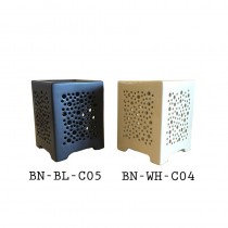 Ceramic aroma burner-Square shape with Siradol graze texture- Cream & Black color