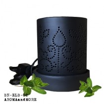 Oval Electric Aroma Burner - Black Ceramic With Tree Pattern Design ( Dimmer Light ) BN-ELB-52