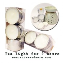 Tea Light Candle เทียนสำหรับเตาอโรมา 6 ชิ้นในกล่อง เนื้อเทียนจากธรรมชาติ ไม่มีกลิ่น ติดนาน 9 ชม.-CAN-09-002