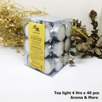 Tea Light Candle เทียนสำหรับเตาอโรมา 40 ชิ้นในกล่อง เนื้อเทียนจากธรรมชาติติดนาน 4 ชม. ไม่มีกลิ่น
