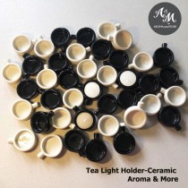 Tea Light holder -Ceramic in Cream and Black color : FD-HD-18