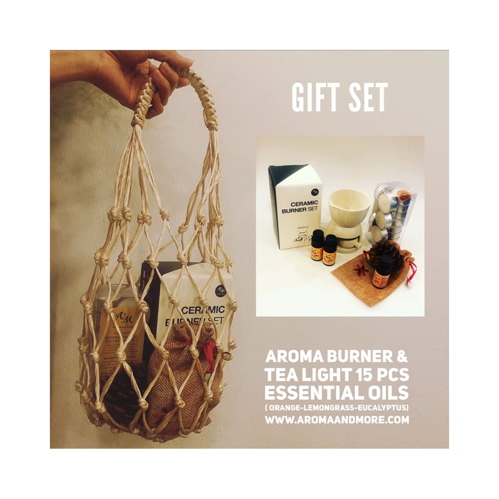 Gift set Aroma burner + Tea light + Essential oil 10ml x3