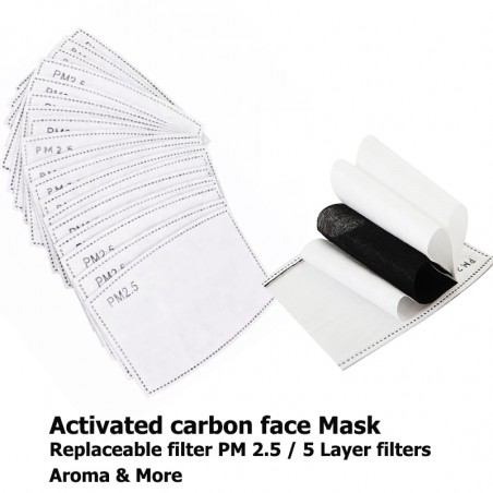 Activated Carbon Face Mask –Replaceable Filter PM2.5 -5 Layer filters (set 10pcs)