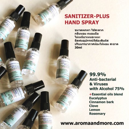 Sanitizer PLUS Hand Spray แซนิไทเซอร์ พลัส แฮนด์ สเปรย์  สูตรผสมน้ำมันหอมระเหย 30ml-130ml -75%v/v