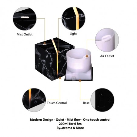 Aroma Ultrasonic Essential Oil Diffuser  -200 ML  Modern design-White Marble Printed