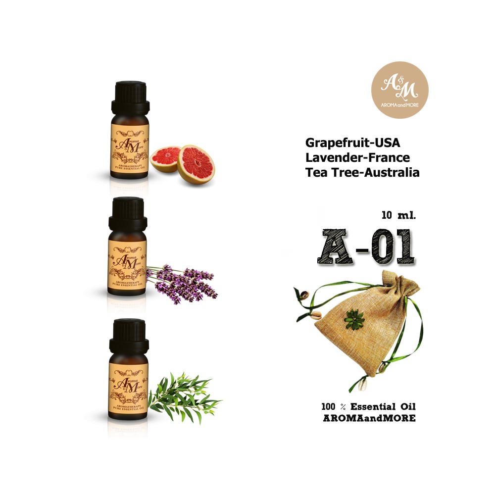 A-01 Essential Oil Gift set X 3 With Grapefruit Pink/Lavender 40/42/Tea Tree 10ml