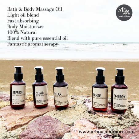 Clear Bath & Body Massage oil น้ำมันนวดตัวอโรม่า ช่วยระบบทางเดินหายใจ อาการหวัดภูมิแพ้ ผ่อนคลาย