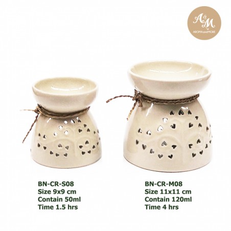 Ceramic Burner (Glaze Siradol)- Cream color (small leaves design)