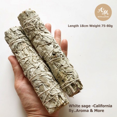 ไวท์ เสจ  White Sage Smudge-California สำหรับใช้จุดชำระล้างพลังงานลบในสถานที่ ร่างกาย ไพ่ หิน