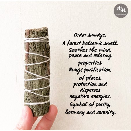 Cedar Smudge hand rolled-California10cm กลิ่นหอมสดของไม้และใบซีดาร์ และจุดขับไล่พลังงานลบนําความสุขสว่างมาสู่พื้นที่ของคุณ-25g