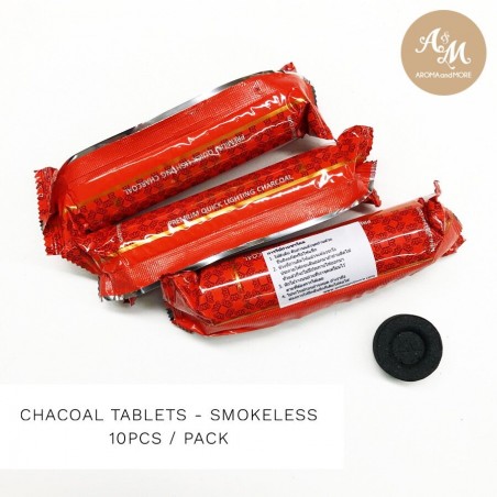 ชุดถ่านไร้ควัน3แพค+ช้อนเซรามิค สีครีม/สีดำ+เหล็กคีบถ่าน Chacoal tablet 3packs+(10pcs/pack) Size 33mm. + Spoon + Forceps