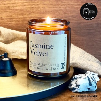 02-Jasmine Velvet เทียนหอมจัสมิน เววเวท กลิ่นหอมมะลิไทยและคาร์ดามอมและสดชื่นเบาๆด้วยมินต์