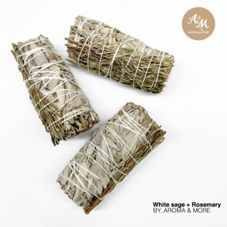 ไวท์ เสจ+โรสแมรี่ / White Sage+Rosemary smudge-California ชุดมัดรวมความหอม ขนาด 35-40g x 9cm