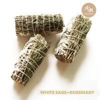 ไวท์ เสจ+โรสแมรี่ / White Sage+Rosemary smudge-California ชุดมัดรวมความหอม ขนาด 35-40g x 9cm