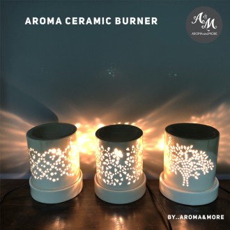 Oval Electric Aroma Burner (Oval shape) With Tree Pattern design (with light dimmer )
