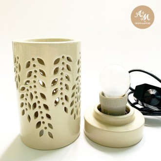Electric Aroma Burner -Cream Glossy Ceramic ( With Dimmer Light ) BN-SRE-01W