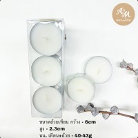Tea Light Candle เทียนสำหรับเตาอโรมา 6 ชิ้นในกล่อง เนื้อเทียนจากธรรมชาติ ไม่มีกลิ่น ติดนาน 9 ชม.-CAN-09-002
