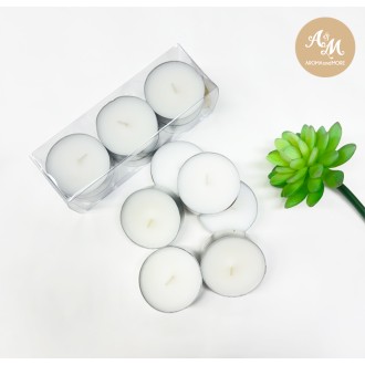 Tea Light Candle เทียนสำหรับเตาอโรมา 6 ชิ้นในกล่อง เนื้อเทียนจากธรรมชาติ ไม่มีกลิ่น ติดนาน 9 ชม.-CAN-09-002
