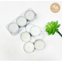 Tea Light Candle เทียนสำหรับเตาอโรมา 6 ชิ้นในกล่อง เนื้อเทียนจากธรรมชาติ ไม่มีกลิ่น ติดนาน 9 ชม.-CAN-09-002