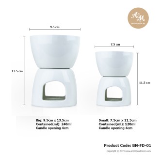 Aroma Burner Porcelain Ceramic Set  2 Pcs, 2 sizes 11.5cm/13.5cm Tall