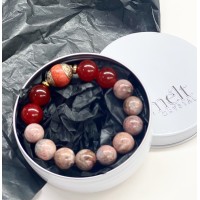 Rhodonite+Ruby+Tibetan Coral Bracelet  "The Power of Love and Courage" 12mm