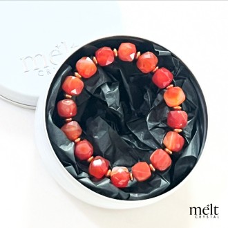 Red Agate Faceted Bracelet (Cube) 8.5 mm-Empower your confidence and elegance every day.