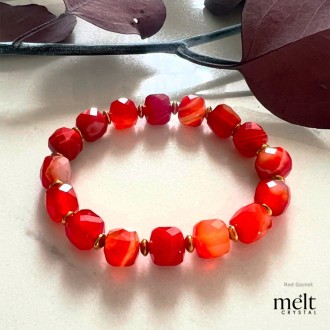 Red Agate Faceted Bracelet (Cube) 8.5 mm-Empower your confidence and elegance every day.