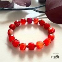 Red Agate Faceted Bracelet (Cube) 8.5 mm-Empower your confidence and elegance every day.