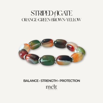 GA 01-Agate Striped Barrel Drum-Bracelet - A stone of balance, strength, and protection-(10x14cm)