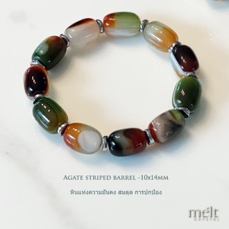 GA 01-Agate Striped Barrel Drum-Bracelet - A stone of balance, strength, and protection-(10x14cm)