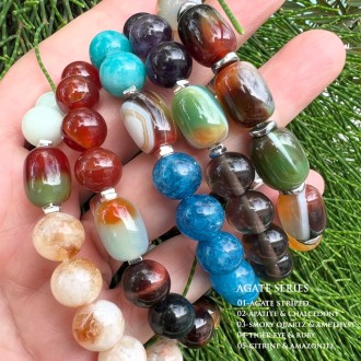 GA-02 Apatite & Chalcedony bracelet: The crystal for clarity, calm and confidence- 10mm