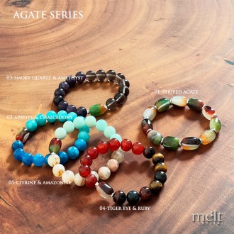 GA-02 Apatite & Chalcedony bracelet: The crystal for clarity, calm and confidence- 10mm