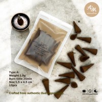 Scent of Oud -Handcrafted Agarwood Incense Cones (backflow incense cones) 1.8g x 8pcs and refill 15 pcs